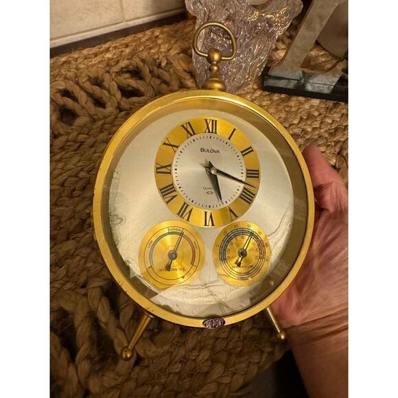 Vintage tabletop quartz bulova x dupont weather clock- damage - Picture 11 of 11